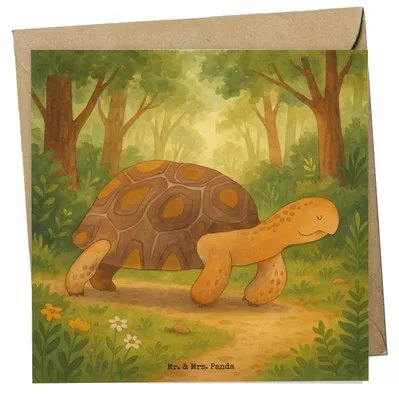 Produktbild von Mr. & Mrs. Panda Grußkarte Schildkröte Marschieren Design - Weiß - Geschenk, Abenteuer, Schildkröten, faltkarte, Klappkarte, doppelkarte, anlasskarte, Neustart, Meer