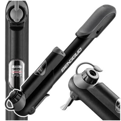 Produktbild von 120 PSI Fahrradpumpe mit Manometer, teleskopisch, Schnellaufblasfunktion