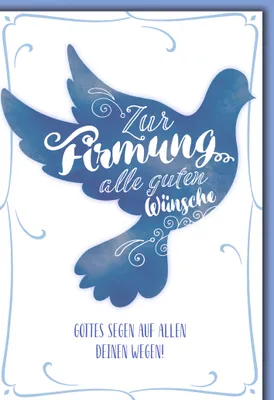 Produktbild von Firmung Glückwunschkarte mit Umschlag Taube in blau Zur Firmung alle guten Wünsche Gottes Segen