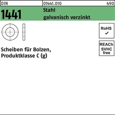 Produktbild von Reyher  Scheiben für Bolzen DIN 1441 Stahl 13 galv. vz (100 Stück)