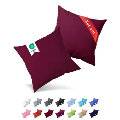 Produktbild von 2er Pack Kissenbezug Kissenhülle 50x50 cm Jersey Uni Baumwolle Bordeaux