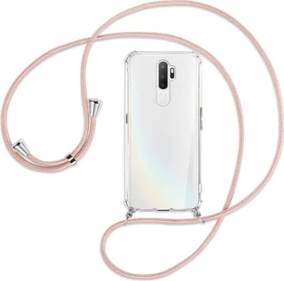 Produktbild von Handykette Backcover-Schutzhülle mit Band (Metall silberfarben) für Oppo A5 2020 / A9 2020 / A11x - roségold