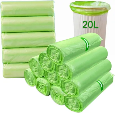 Obrázek produktu pro Biologicky rozložitelné sáčky na odpad, objem 20 litrů, rozměry 50x60 cm, odolné proti protržení, vhodné pro kuchyňský odpad