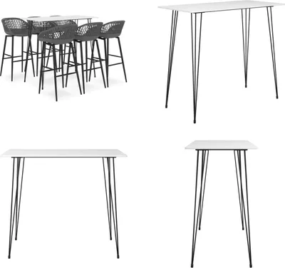 Imagen del producto de vidaXL Juego de 7 piezas para bar, blanco y gris - Juego de bar - Conjuntos de bar - Mesa de bar con taburetes - Mesas de bar con taburetes