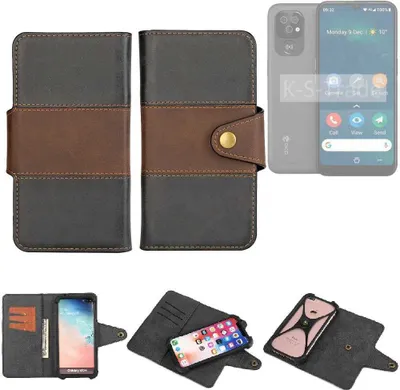Produktbild von K-S-Trade Handyhülle Schutzhülle Hülle Bookstyle Wallet-Case kompatibel mit Doro 8100 Bumper Rundumschutz schwarz-braun 1x