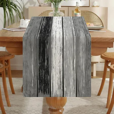 Immagine prodotto di Tovaglia da tavolo in tessuto effetto lino, grigia, idrorepellente, 40 x 140 cm