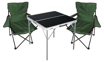 Image de set de meubles de camping 3 pièces table noire + chaises de camping avec sac