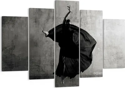 Produktbild von Bild auf Leinwand - Leinwandbild - 5 Teile - Tanz Schwarz Kleid - 150x100cm - Wand Bild - Wanddeko - Wandbilder - Leinwanddruck - Bilder - Wanddekoration - Leinwand bilder - Wandbild - EA150x100-4536