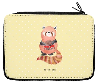 Produktbild von Mr. & Mrs. Panda Federmappe Roter Panda - Gelb Pastell - Geschenk, Schulmäppchen, Federtasche, Lustige Sprüche, Lieblingsmensch, Herz, Etui, Federmäppchen, Liebling, Rot