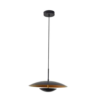 Produktbild von Lindby LED-Hängeleuchte Tiama, Metall, schwarz/gold, Ø 40 cm