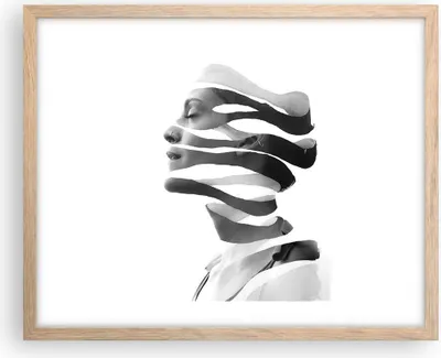 Produktbild von Gerahmtes Poster - Rahmen in heller Eiche - Frau Surrealismus Monochrom - 50x40 cm - Wand Bild - Wanddeko - Wandbilder - Kunstposter - Wandposter - Bilderrahmen - Bilder - Kunstdruck - P2NAA50x40-4430
