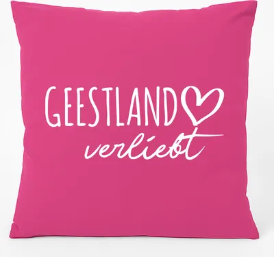 Produktbild von Huuraa Kissen Geestland verliebt 40x40cm mit Füllung Fuchsia Baumwolle Dekokissen Geschenkidee