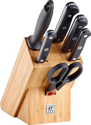 Imagen del producto de Silecomplaza Gourmet, juego de cuchillos de 7 piezas, bloque de madera, acero inoxidable especial, color , fabricado en Alemania