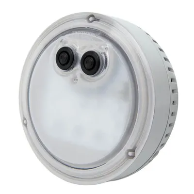A round, gray and clear LED light for a whirlpool.