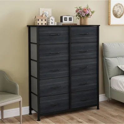 Produktbild von BALCONERA Schubladenschränke, Kommode mit 10 Schubladen,Schrank,Stoffschubladen mit Griffen,Kommodenschrank mit Stabiler Stahlrahmen 86x30x120cm