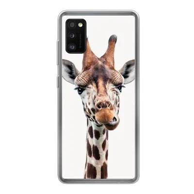 Produktbild von MuchoWow® Handyhülle Schutzhülle Hülle für Samsung Galaxy A41 Jungen - Giraffe - Tiere - Kopf - Porträt - Kind - Mädchen Silikon Softcase Handy Hülle - Mobiltelefon