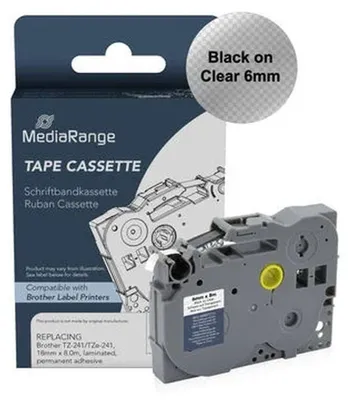 Produktbild von MediaRange Kunststoff-Schriftbandkassette, für/ersetzt Dymo® 91222/S0721670, permanent haftend, 12mm, 4m, laminiert, schwarz auf gelb, Grau, Kunststoff, Brother, P-Touch 18R, 200, 210E, 220, 300, 310, 340, 340C, 350, 540, 540C, 550, 900, 1000, 1000F, 1000S,..., 6 mm, 8 m