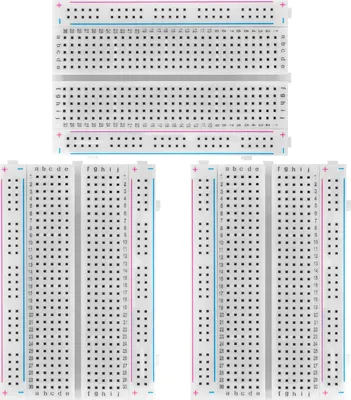 Obrázek produktu pro AZ-dodávka Další příslušenství Mini breadboard 400 pin se 4 přípojnicemi pro propojovací kabely, 3x breadboard