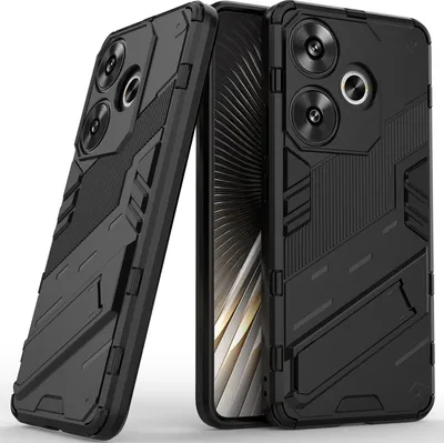 Produktbild von Armor Hülle für Xiaomi Redmi Turbo 3 Hybrid PC TPU Bumper Stoßfestes Schutzhülle mit Standfunktion Schwarz