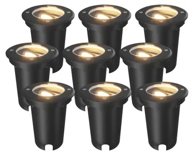 Image de Ledvion Lot de 9 Spot LED Encastrable Exterieur IP67 10W GU10 dimmable rond