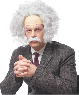 Produktbild von Graue Einstein Perücke mit Schnauzbart als Kostüm Zubehör