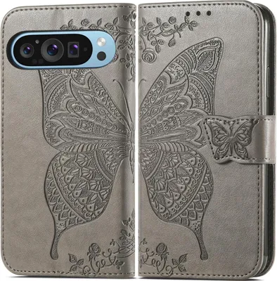 Produktbild von Mobigear Butterfly  Google Pixel 10 Pro Hülle Klapphülle Geldbörse - Grau