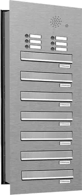 Produktbild von 7er Briefkastenanlage Mauerdurchwurf V2A Edelstahl Klingel und Sprechgitter