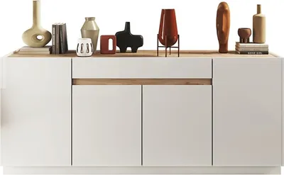 Immagine prodotto di Buffet 4 porte 1 cassetto collezione FANZY. Colori bianco lucido & quercia Cadiz