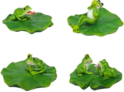 Produktbild von Frosch Seerose Set Gartenfigur Gartenskulptur Gartendeko Steinfigur Figur Deko