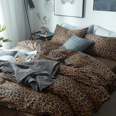 Immagine prodotto di Omgoods - Copripiumino in microfibra, motivo leopardo, 155 x 220 cm