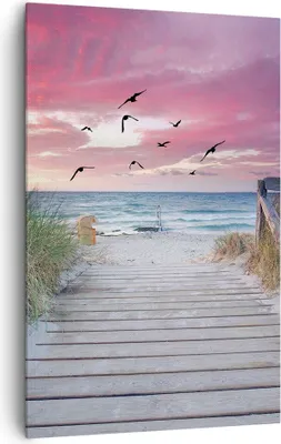 Produktbild von Bild auf Leinwand - Leinwandbild - Einteilig - Strand Sand Vögel - 80x120cm - Wand Bild - Wanddeko - Wandbilder - Leinwanddruck - Wanddekoration - Leinwand bilder - Wandbild - PA80x120-4994