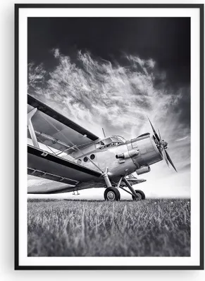 Produktbild von Gerahmtes Poster - Schwarzer Rahmen - Flugzeug An-2 Schwarzweiß - 70x100 cm - Wand Bild - Wanddeko - Wandbilder - Wandposter - Bilderrahmen - Bilder - Kunstdruck - Wandbild - P2BPA70x100-4363