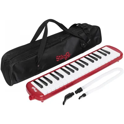 Produktbild von Rot, Kunststoff, Melodica mit 37 Tasten und schwarzer Tasche