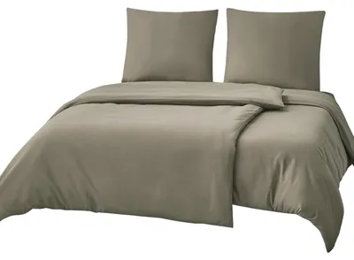 Produktbild von Bettwäsche-Set 135x200 cm Taupe 4-teilig Mikrofaser mit Reißverschluss Bügelfrei