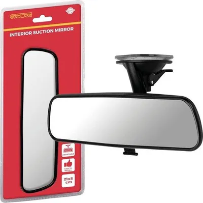 Image de Miroir de surveillance intérieur Unyqoos® avec ventouse, orientable à 360° – Miroir de voiture grand angle, 210 x 50 mm, en verre et ABS, avec anneau antidérapant, idéal pour les jeunes conducteurs et pour surveiller les enfants à l'arrière