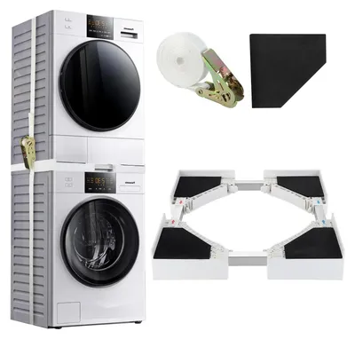 Image de Support pour lave-linge, structure réglable, conception antidérapante, blanc