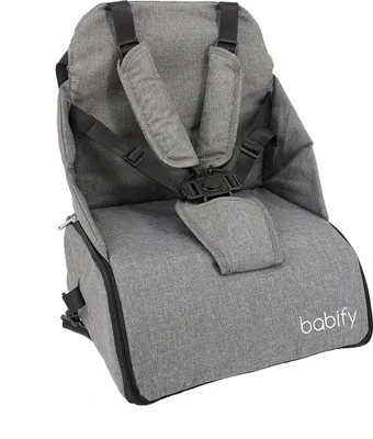 Produktbild von Babify Reise-Hochstuhl mit 2-in-1-Aufbewahrung, weich, Grau, 1 Stück
