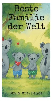 Produktbild von Mr. & Mrs. Panda Handtuch Koala Familie zwei Design - Weiß - Geschenk, Muttertag, Duschhandtuch, Großes Badehandtuch, Zusammen, Strandlaken, Koalabär, Duschtuch