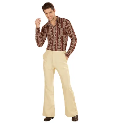 Produktbild von 70er Jahre Retro Herren HOSE m. und o. Muster, Größe:S/M, Farbe:Beige