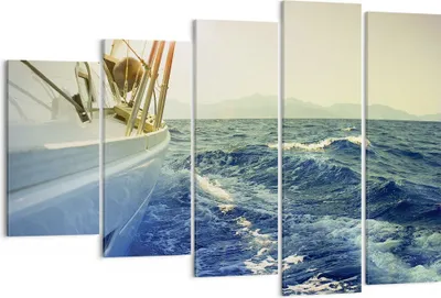 Produktbild von Bild auf Leinwand - Leinwandbild - 5 Teile - Yacht Segelboot Sonne - 150x100cm - Wand Bild - Wanddeko - Wandbilder - Leinwanddruck - Bilder - Wanddekoration - Leinwand bilder - EG150x100-4138