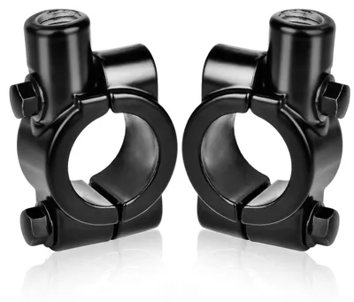 Produktbild von 2-teiliger Spiegelhalter für Motorrad - Lenkerhalterung für 22 mm, Seitenspiegel für 10 mm, Aluminium (schwarz)