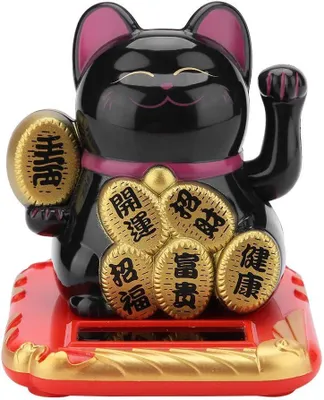 Productafbeelding van Lucky Cat - Fortune gastvrije kat zwaaiende arm good luck cat home - 2.48Inch(Zwart)