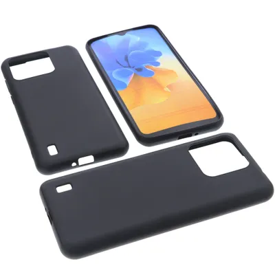 Produktbild von foto-kontor Hülle kompatibel mit Blackview A55 Pro Schutzhülle schwarz Tasche Gummi TPU Handy Schutz Handytasche Handyhülle Smartphone Case Kantenschutz Eckenschutz
