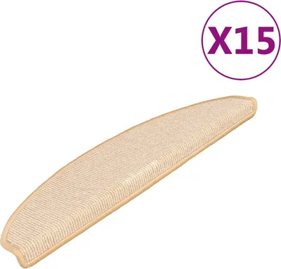 Image de vidaXL Tapis d'escalier 15 pcs. 65x21x4 cm Crème Demi-Rond Grand