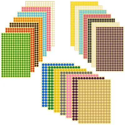 Productafbeelding van Zelfklevende etiketten, 4340 stuks, 21 vellen, 6 mm/8 mm/10 mm