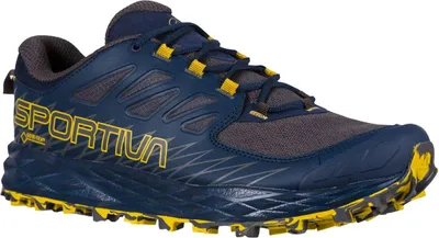 Trailrunning-Schuh "Lycan Gtx" von La Sportiva in Blau und Gelb; mit griffiger Sohle und atmungsaktivem Obermaterial.