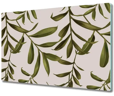 Produktbild von Glas Schneidebrett Herdabdeckplatten Schneideplatten - 80x52 cm - Grüne Blätter