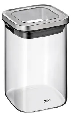 Vorratsdose CUBO, 1 l, Borosilikatglas, Edelstahldeckel, 14,5 cm