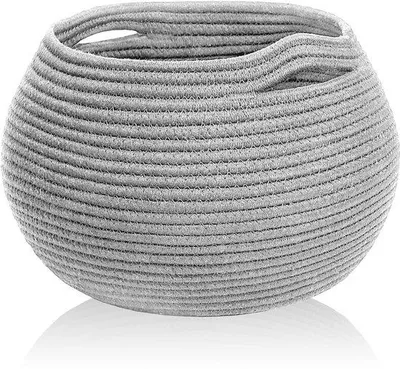 Zdjęcie produktu dla Ibenzoa® Kosz do przechowywania z plecionego sznurka bawełnianego z uchwytami, 25,4 x 22,8 x 21 cm – stylowy kosz na pranie, zabawki i ręczniki