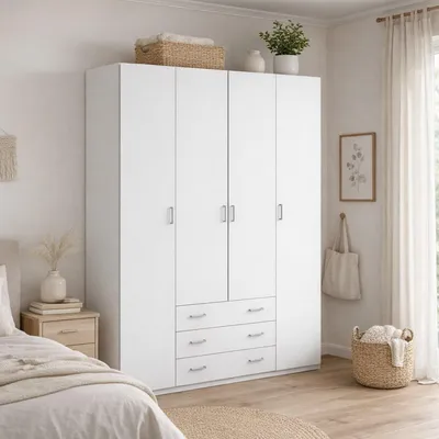 Image de Amoruccio - Grand Dressing, blanc 154x200h cm, 9 étagères